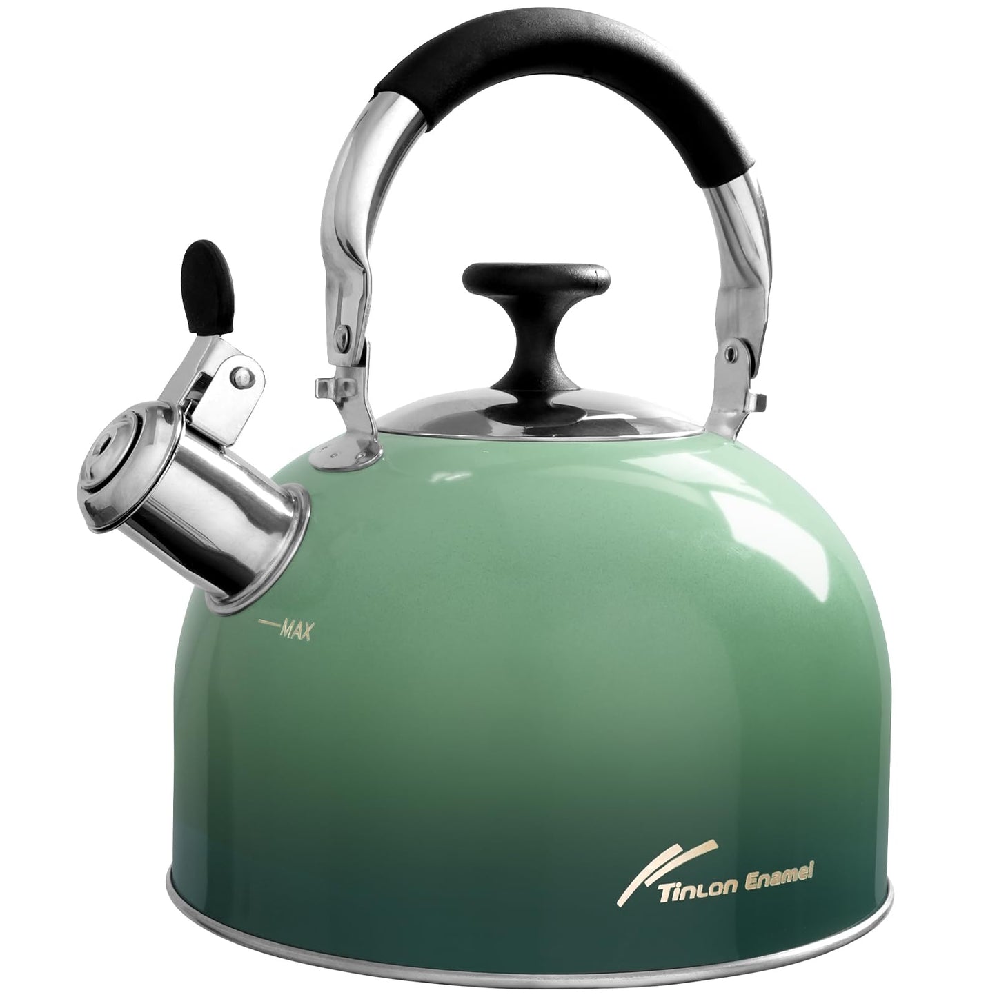 Tea Kettle Stovetop,Stainless Steel Whistling Tea Kettle For Stove Top, 2.5 Qt Tea Pot With Folding Handle, Food Grade Water Teapot Water Kettle For Stove Home Camping Travel,Gradient Green