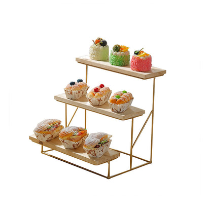 Cake Stands for Dessert Table 3-Tier Wooden Cake Stand Stepped Dessert Table Wedding Cake Display Stand Multi-Purpose Pastry Tiered Serving Tray Home Decor Cake Stands for Parties