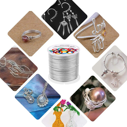 Anezus 12 Gauge Aluminum Wire 100 Feet - 2mm Metal Armature Bendable Sculpting Wire for Crafts, Wreath Making, Jewelry Making, Beading, Floral (Silver)