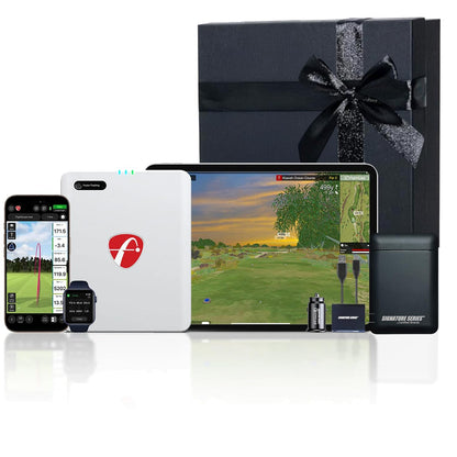 FlightScope Mevo Gen2 Portable Golf Launch Monitor and Simulator | 18 Swing Data Parameters, 8 E6 Simulation Courses, GPS Overview and Shot Tracer | Indoor and Outdoor, Signature Series Gift Bundle