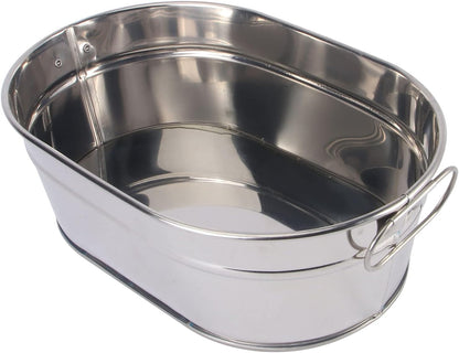DOITOOL Galvanized Metal Tub, Oval Beverage Tub for Parties, Ice Bucket, Storage Bucket, 8.84x6.01x3.14 inch