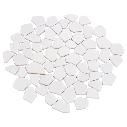 uxcell 500g/1.1LB Irregular Ceramics Mosaic Tiles, 2.3-4.2 cm Bulk Stained Ceramic Mosaic Pieces Stones Mosaic Kits for DIY Art Craft Projects Home Decor, White