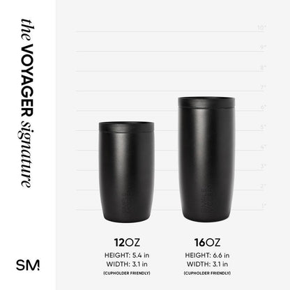 Simple Modern Travel Coffee Mug Tumbler with 360° Lid | Ceramic-Lined Insulated Stainless Steel Cold Brew Iced Coffee Cup | Gifts for Women Men Her Him | Voyager Signature | 16oz | Midnight Black