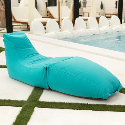 TRP Innovative Chic Lounger Outdoor Bean Bag Chair Supportive Tapered High Back & Roomy Seat | Teal Blue Color All Seasons Soft Plush Cozy Fluffy Chaise Lounge Removable & Machine-Washable Cover