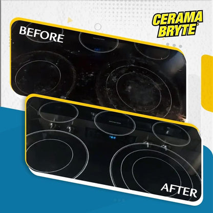Cerama Bryte Complete Cooktop Cleaning Kit, 10 Cleaner Pads, 1 POW-R Grip Tool, 1 Scraper, and 1 Microfiber Cloth, 28 Fl Oz
