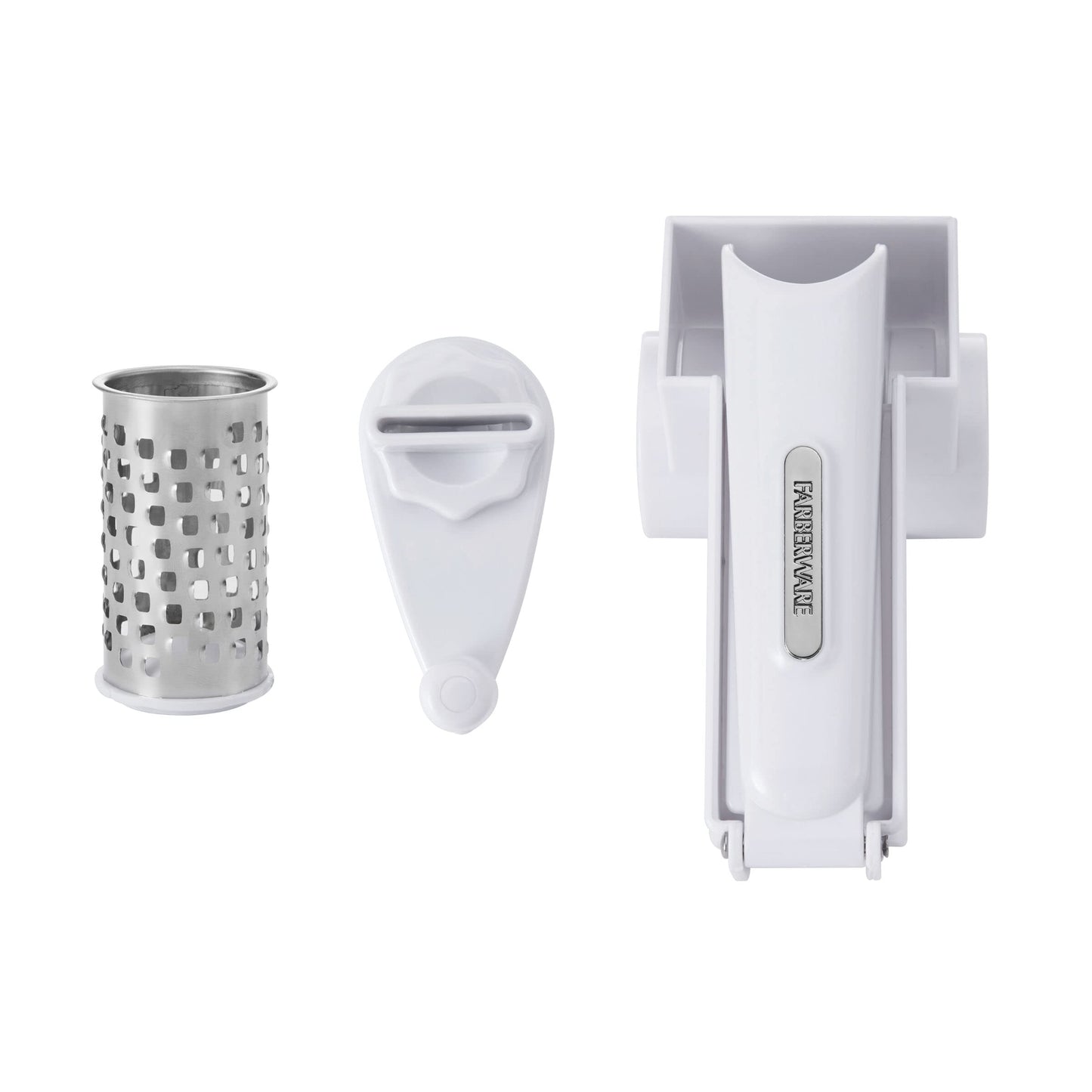Farberware Professional Rotary Grater with Fine Etched Stainless Steel Drum, 4.33x5.51x3.54 Inch, White