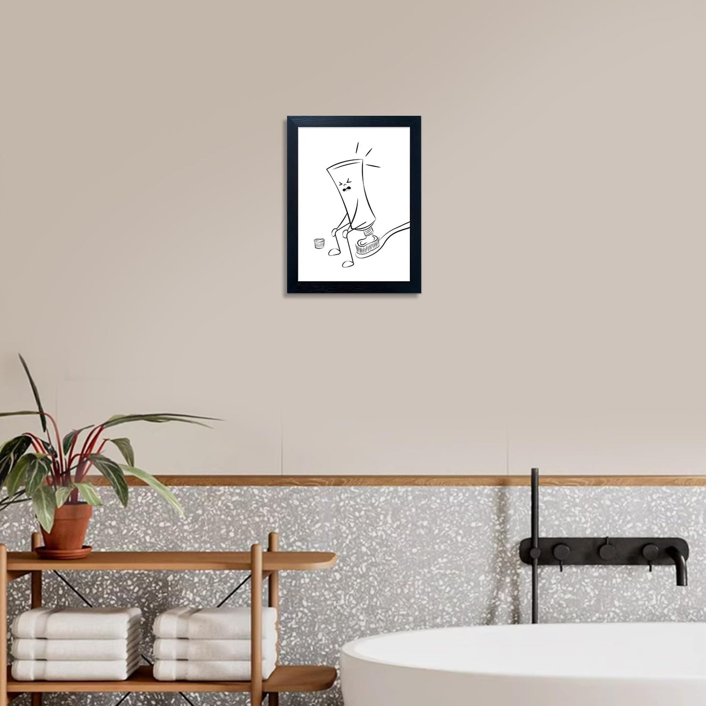 Regine Switzerland Black and White Bathroom Wall Decor - Funny Toilet Canvas Print | Minimalist Humor Art