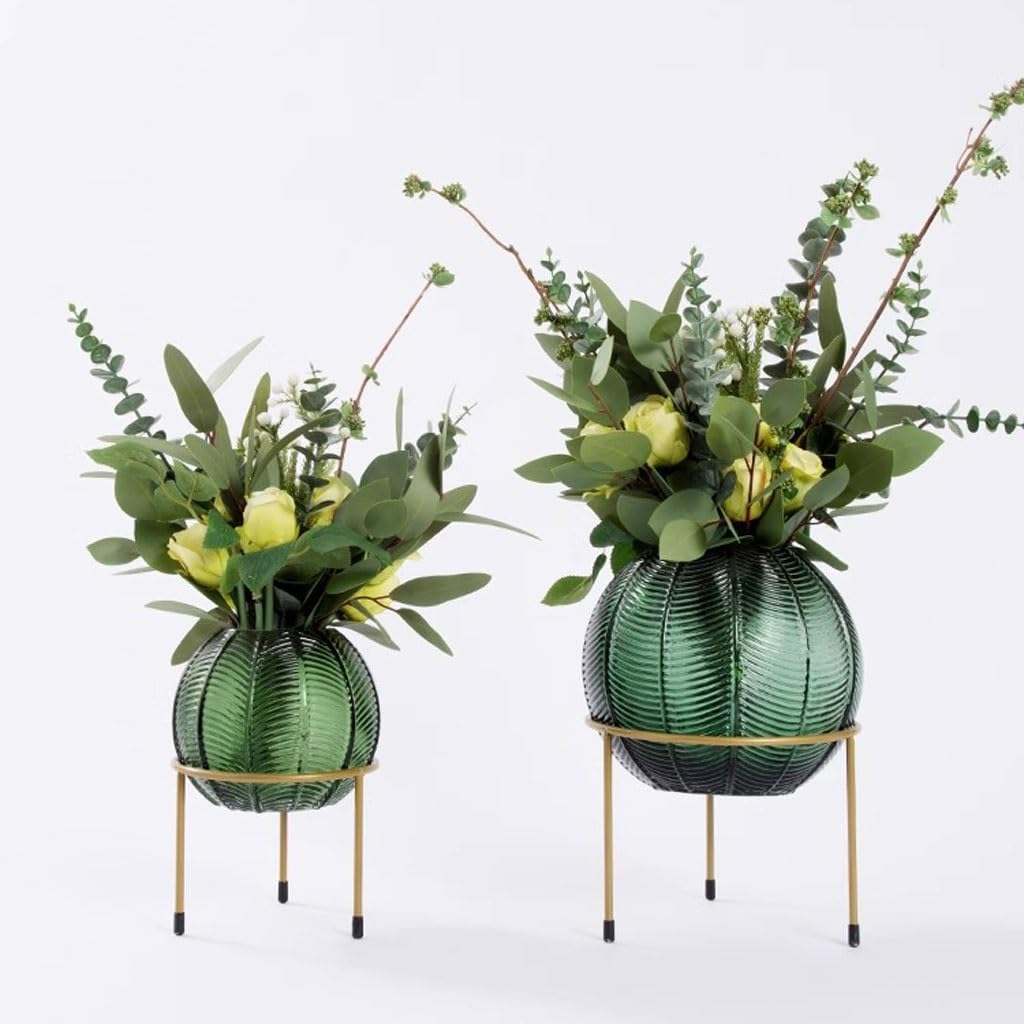 Artificial Plant Nordic Light Luxury Simulation Flower Art Decoration Living Room Table Negotiating Table Glass Bottle Fake Flower Decoration Artificial Tree Indoor(A)