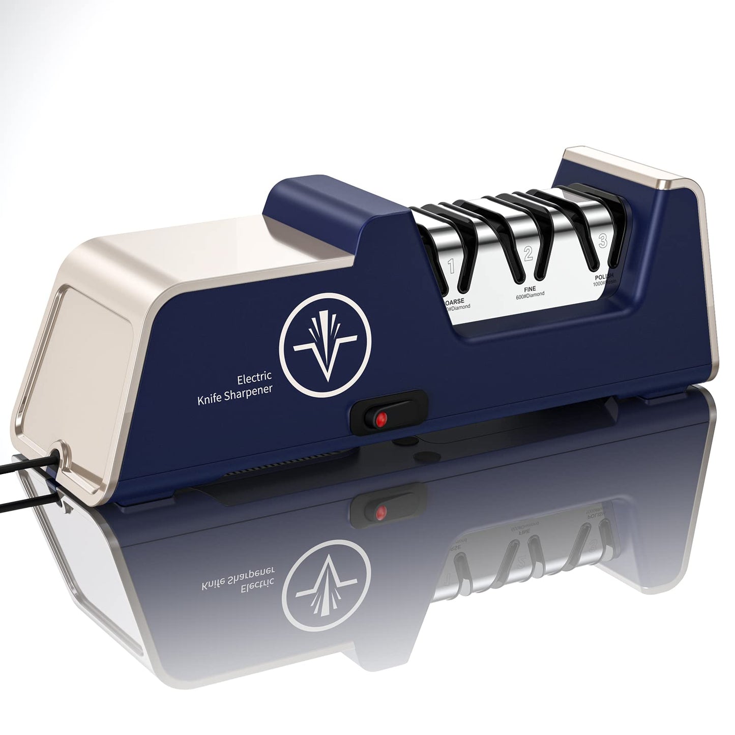 Homly Professional Electric Knife Sharpeners for Kitchen Knives with Diamond Abrasives and Precision Angle Guides, Multifunctional 3-Stage Slots, Applicable to Straight Knife and Ceramic Knife