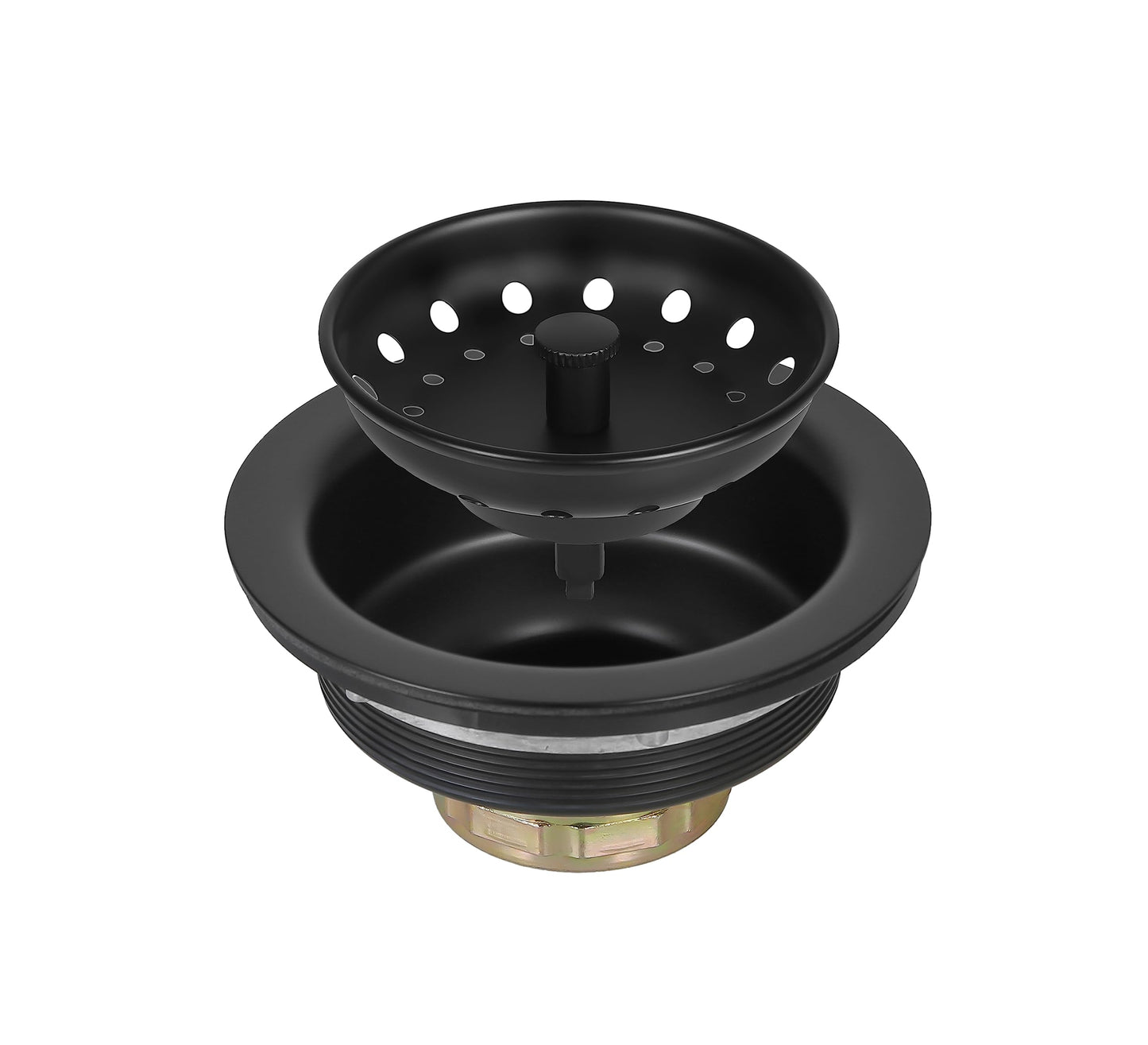 LXLOTUS 3-1/2 Inch Matte Black Kitchen Sink Drain Kit - Complete Black Kitchen Drain Assembly - Black Stainless Steel Strainer Basket Included - Fits 3.5" Standard Kitchen Sink