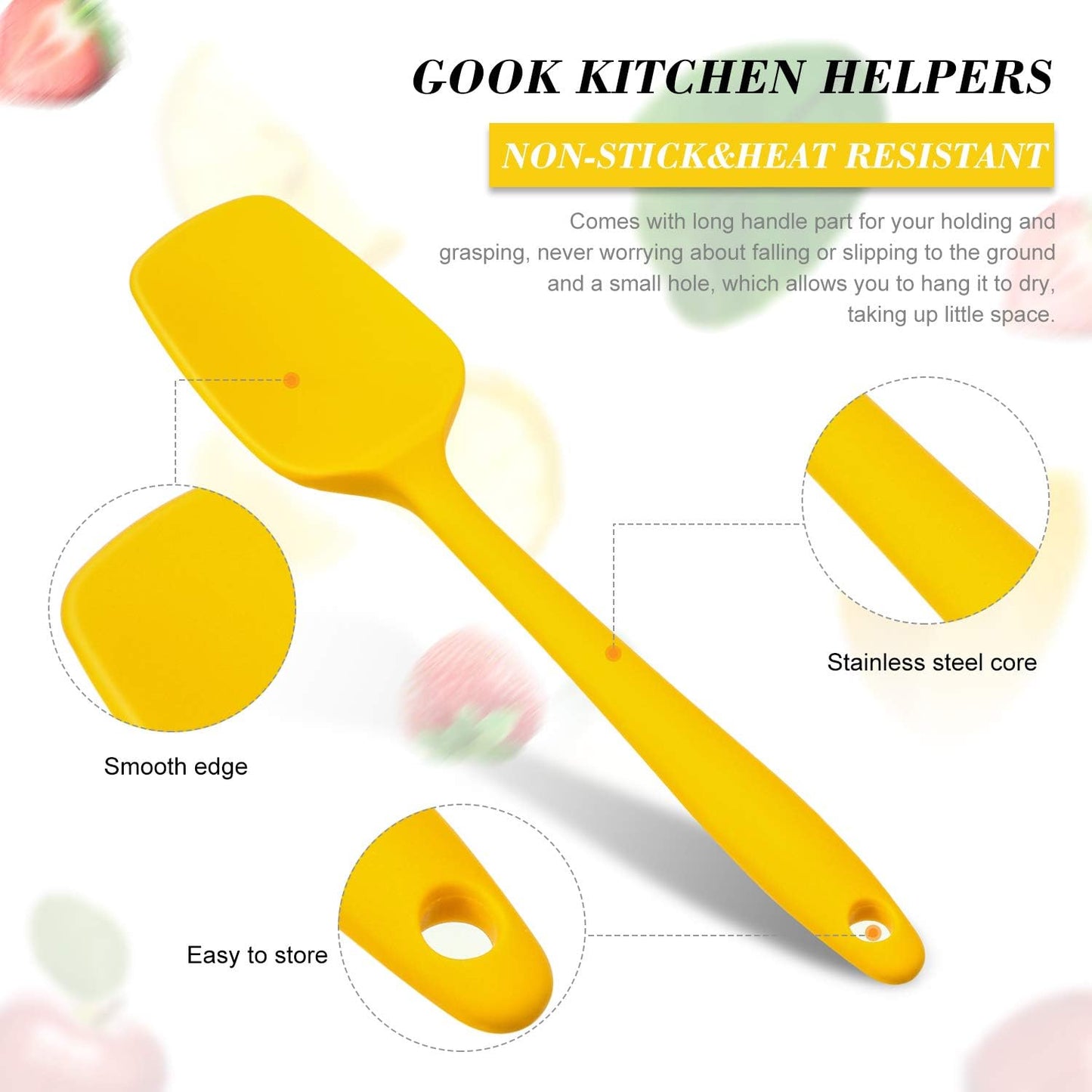 Patelai 7 Pieces Silicone Spatulas, 8.2 Inch Small Rubber Spoon Non Stick Kitchen Tools for Cooking and Baking