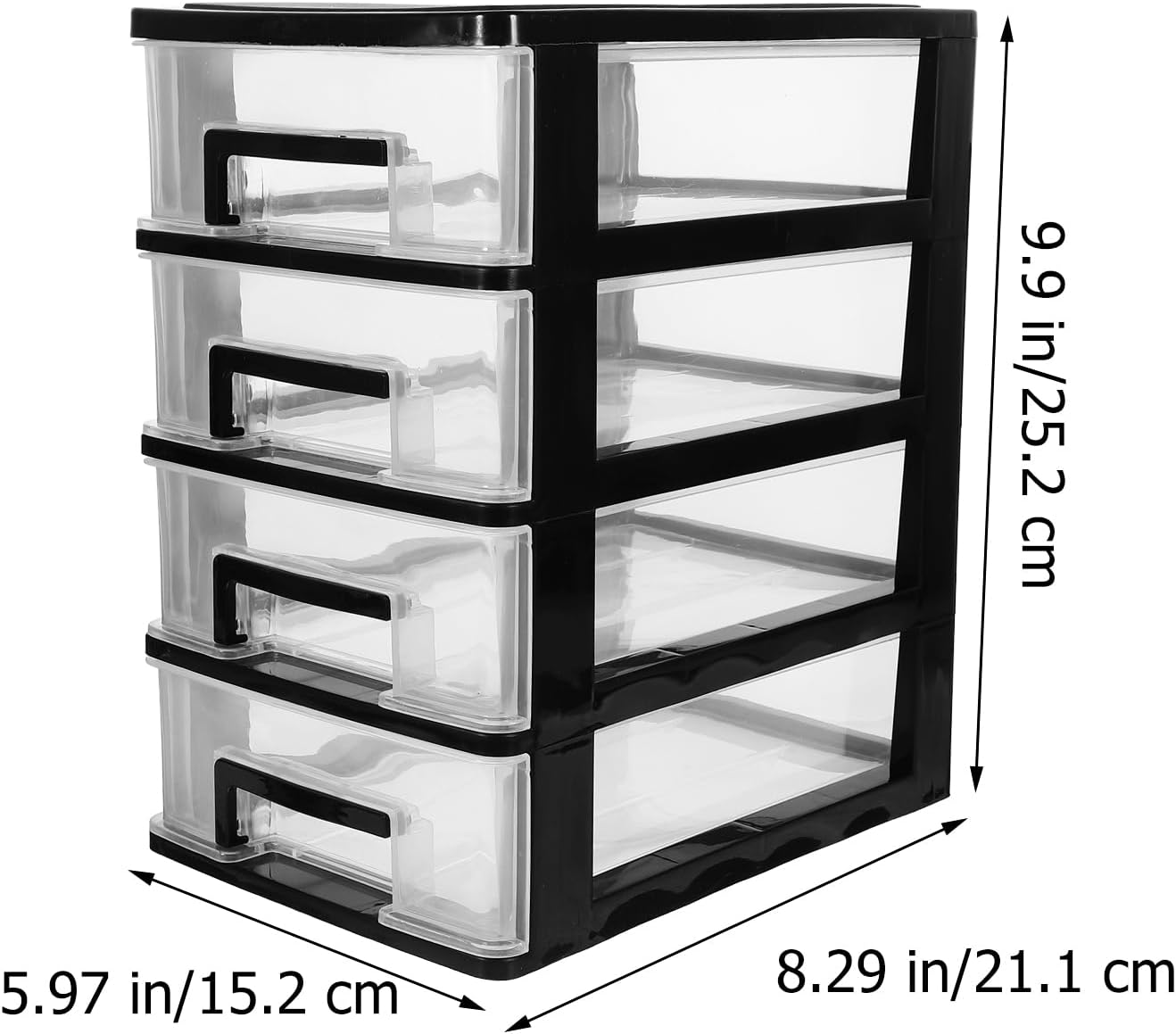 Garneck 4 Portable Drawers Desk Fridge Organizer - Clear Vanity Storage Drawers, Small Drawer Showcase for Crafts, Black