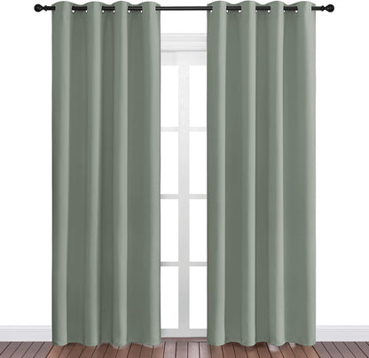 NICETOWN Greyish Green Blackout Curtains - 86" Long | Sound Reducing & Energy Efficient | 55" Wide, 2 Panels