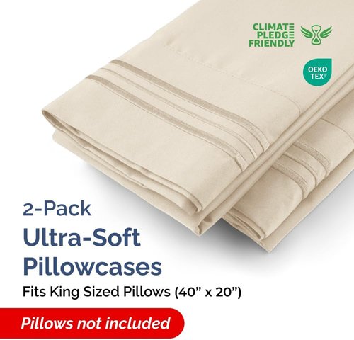 King Pillow Cases by [Brand Name] - Ultra Soft Hotel Quality Covers | Wrinkle-Free & Fade Resistant - 2 Piece Set in Wheat