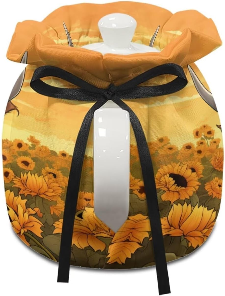 Highland Cow Tea Cozy for Teapot Insulation Keep Warm Dust Cover Kettle Quilt for Home Kitchen Holiday