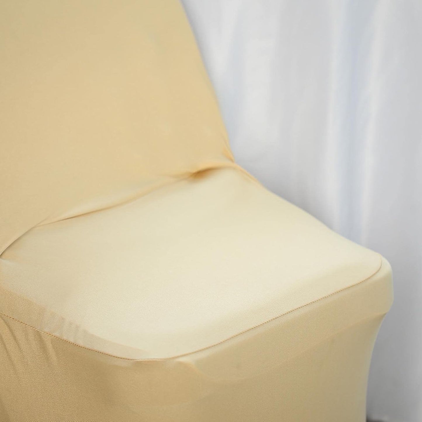 1 Set Efavormart Champagne Spandex Stretch Folding Chair Covers for Party Dining Chairs W/Metallic Glittering Back