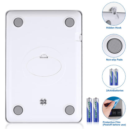 Girwu Food Scale, 22lb Digital Kitchen Scale with 1g/0.1oz Accuracy, 5 Units (g/kg/lb:oz/ml/fl.oz), Backlit LCD, 9x6.3x0.8 Inch Stainless Steel Panel, Hidden Hook, Batteries Included