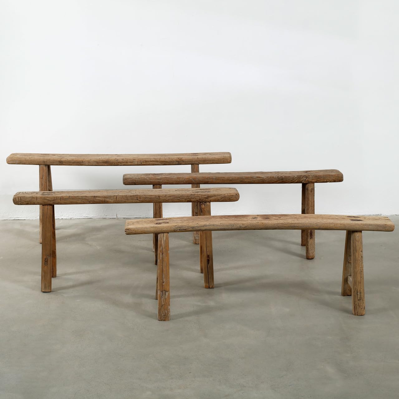Approx. 3-3.5ft. Long Vintage Noodle Bench Weathered Natural (Size & Finish Vary)