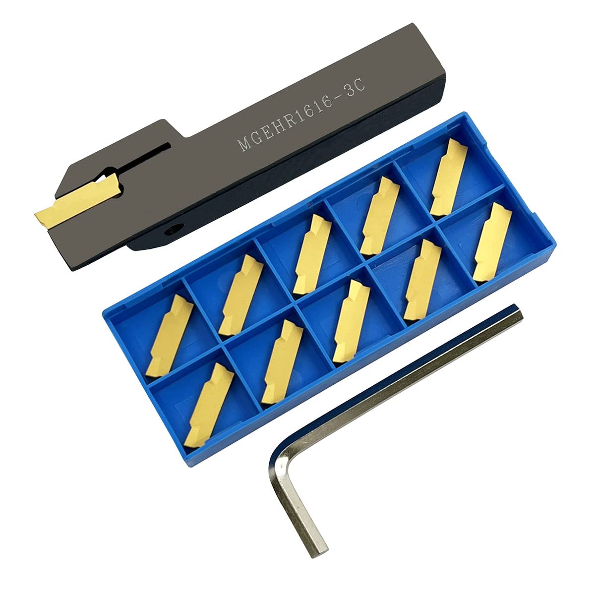 ASZLBYM Lathe Grooving Tool Holder Grooving Cut-Off Tool Holder MGEHR1616-3 With 11pcs MGMN300-M Indexable Carbide Grooving Inserts