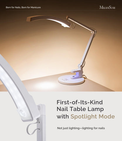 MelodySusie LED Manicure Table Lamp for Nail Techs with Foldable Manicure Arm Rest for Nails Tech