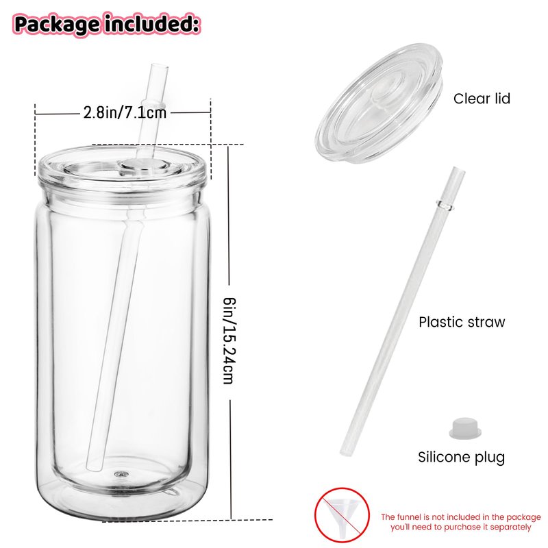 Cuguords 8 Pack 16oz Snow Globe Tumblers with Lids, Straws & Plugs, Double Wall Acrylic Plastic Snowglobe Cups, Pre-Drilled Hole DIY Glitter Tumbler Supplies, Bulk Clear Globe Cups for Party Favors