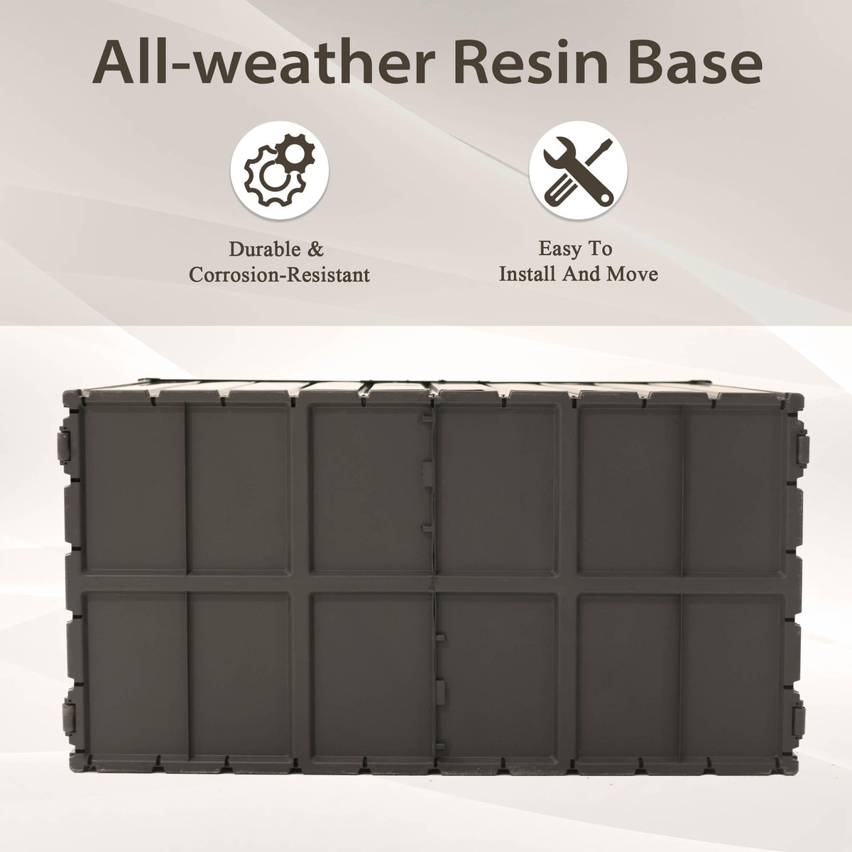 LANTRO JS 160 Gallon Metal Deck Box, Outdoor Storage Box Waterproof with Wheels, Lockable Storage Container for Patio Furniture Cushions Garden Tools, Dark Brown