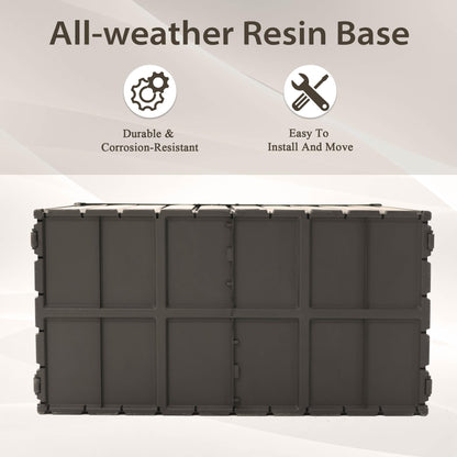 LANTRO JS 160 Gallon Metal Deck Box, Outdoor Storage Box Waterproof with Wheels, Lockable Storage Container for Patio Furniture Cushions Garden Tools, Dark Brown
