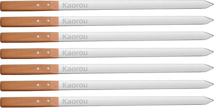 kaorou 23 Inch Long,1 Inch Kebab,Set 7 Kabob Skewers Wide Heavy Duty Stainless Steel with Wood Handle Perfect