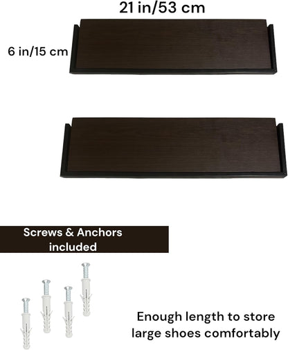 Set of 2 Wall Shoe Rack - Space Saving Wall Mounted Shoe Organizer - Durable Shoe Holder for Small Spaces - Wall Shelf
