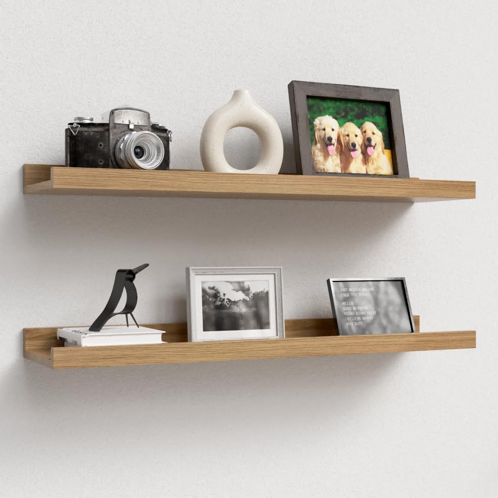23.6 Inches 2 Set Boswillon Long Floating Shelves, Modern Wall Shelf for Bedroom, Nursery Book Shelf with Lip, Picture