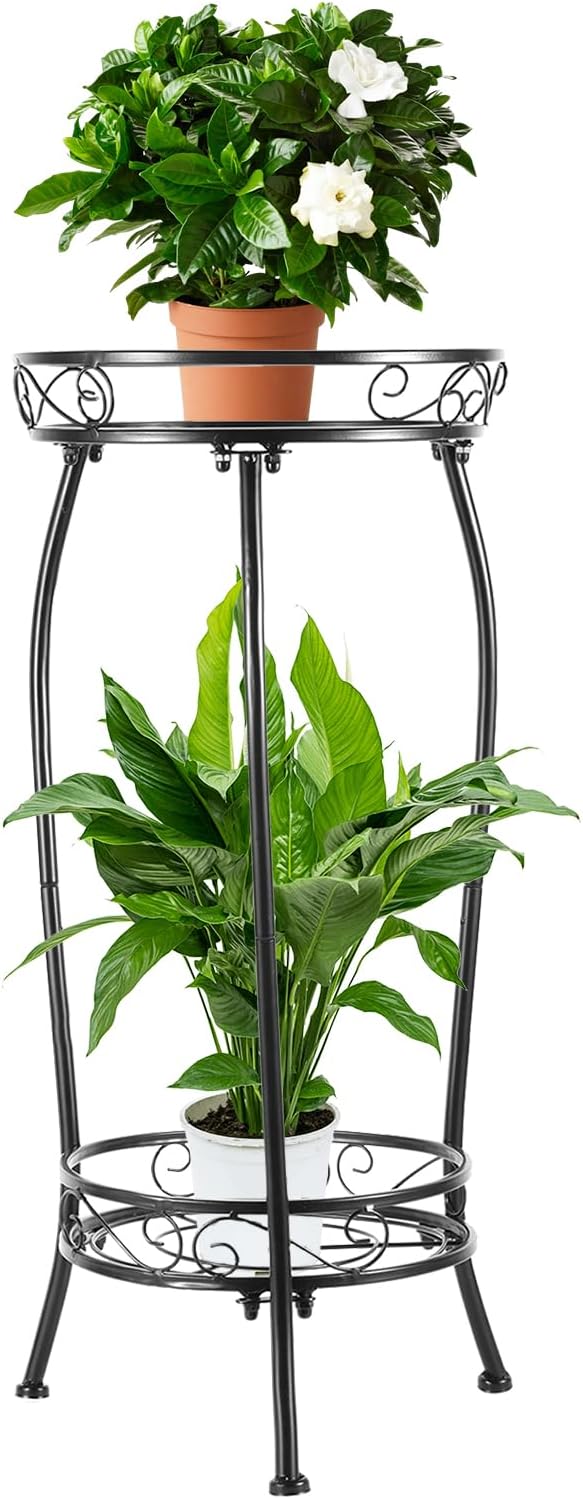 2 27" Plant Stand Indoor Outdoor Tier Tall Metal Potted Holder Rack Flower Pot Stand Heavy Duty Plant Shelf Rustproof