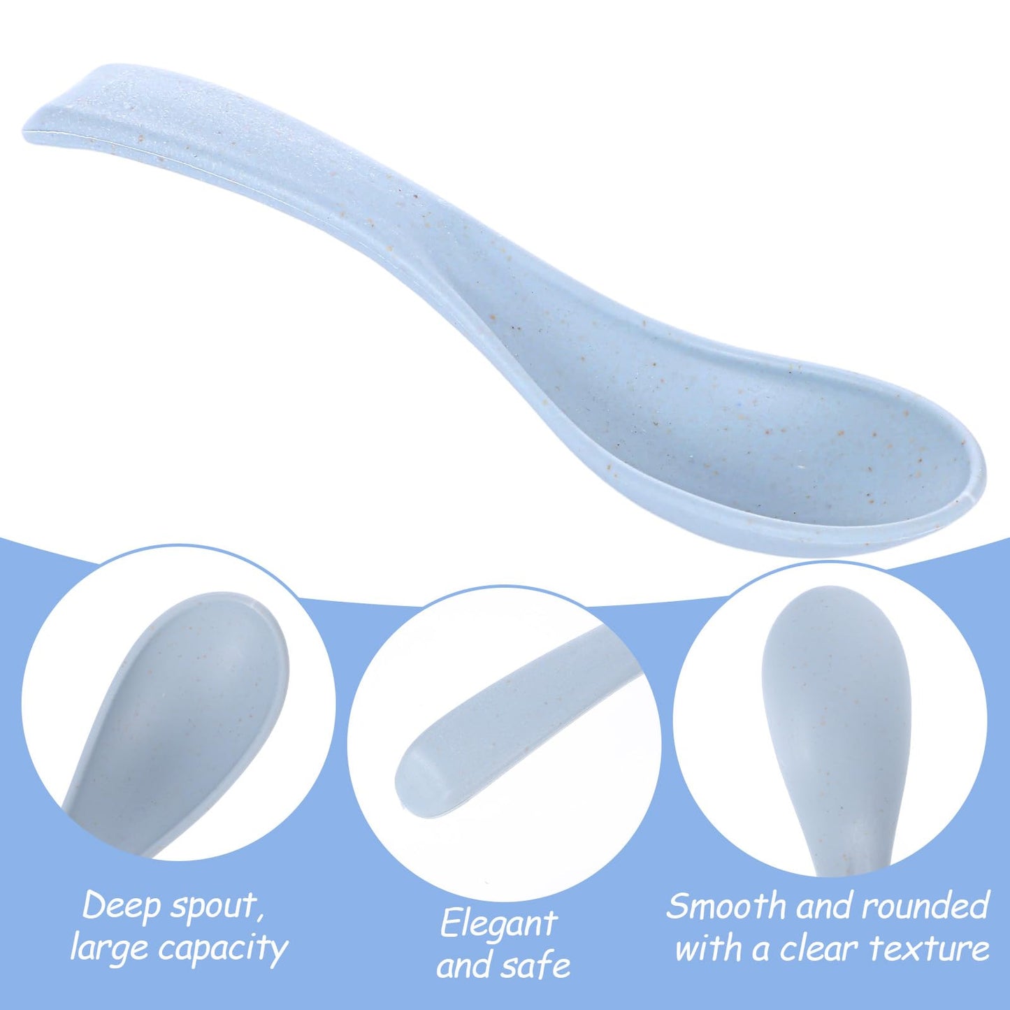 4 Pcs Asian Soup Spoons, 5.9 Inch Wheat Straw Spoons, Easy to Clean Microwave Dishwasher Safe Meal Spoon