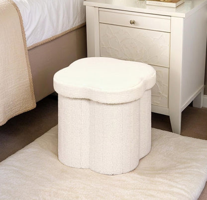 12.6" Small Ottoman with Storage, Flowers Shaped Foldable Foot Rest for Dorm Room, Living Room - Compact Organizer