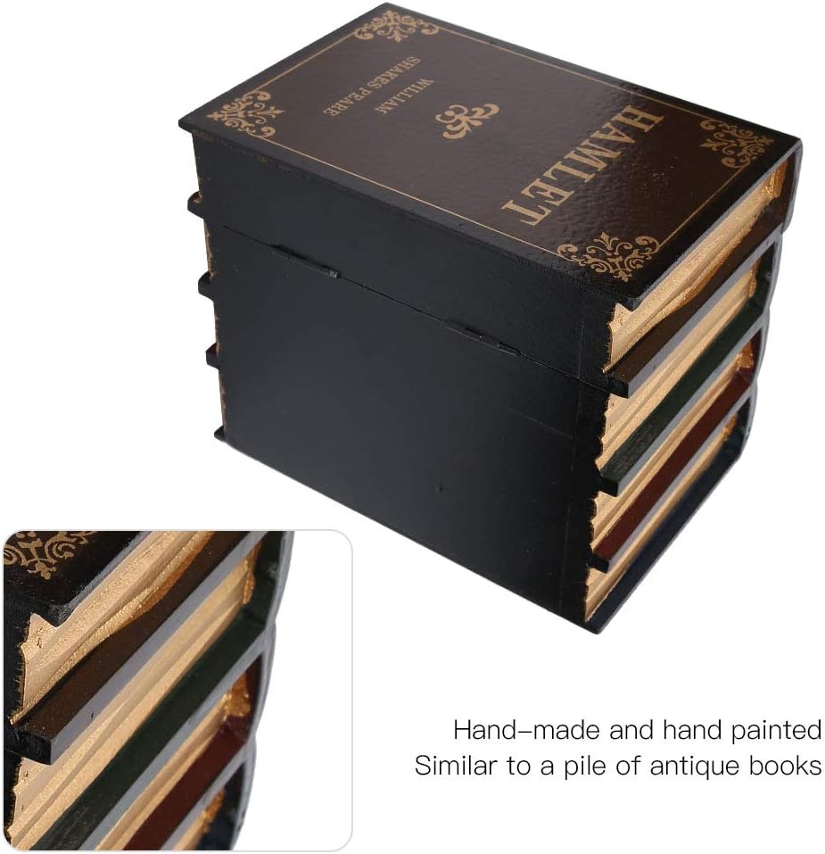 Wooden Jewelry Box, Book Shaped Storage Case, Antique Fake Books Decor for Home Office Car Decoration