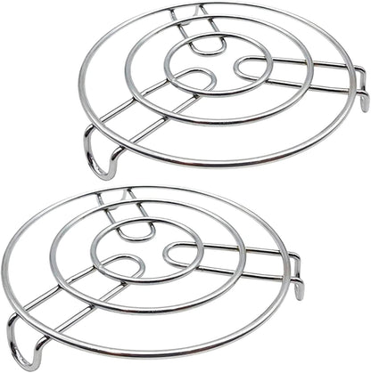 Iron Stand | Stainless Steel Trivet | Round Steamer Rack for Kitchen | Heat Resistant Hot Plate Holder | Pack of 2