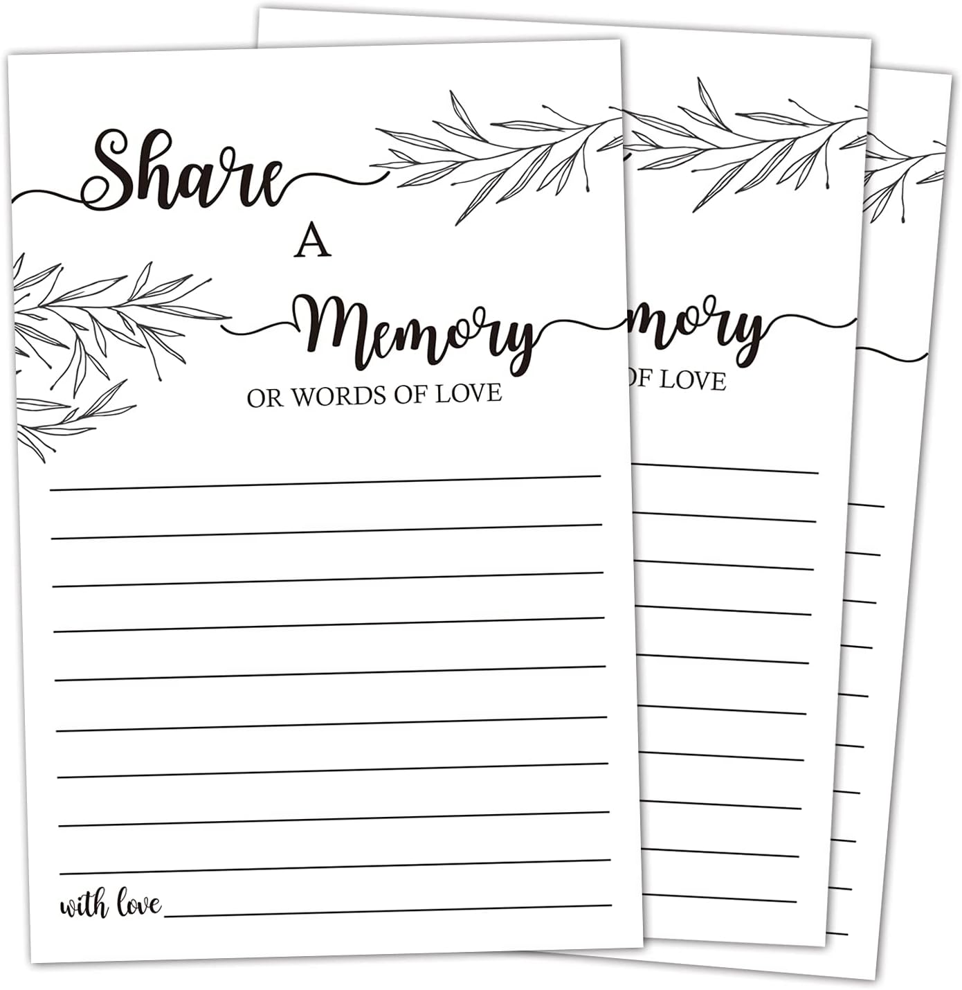 Share a Memory Card, Memorial Cards for Celebration of Life, Funeral Guest Book, 4x6 Inch, 50 Pack