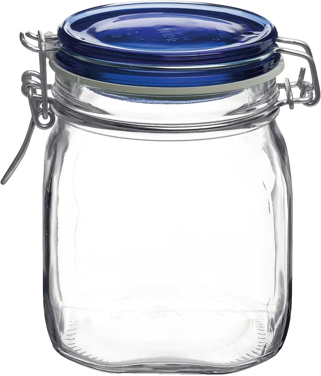 25-1/4-Ounce, 149520M04121197 Bormioli Rocco Fido Square Jaw with Blue Lid