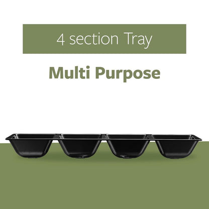 Plasticpro 4 Sectional Rectangle Plastic Serving Tray/Platter (2, Black)