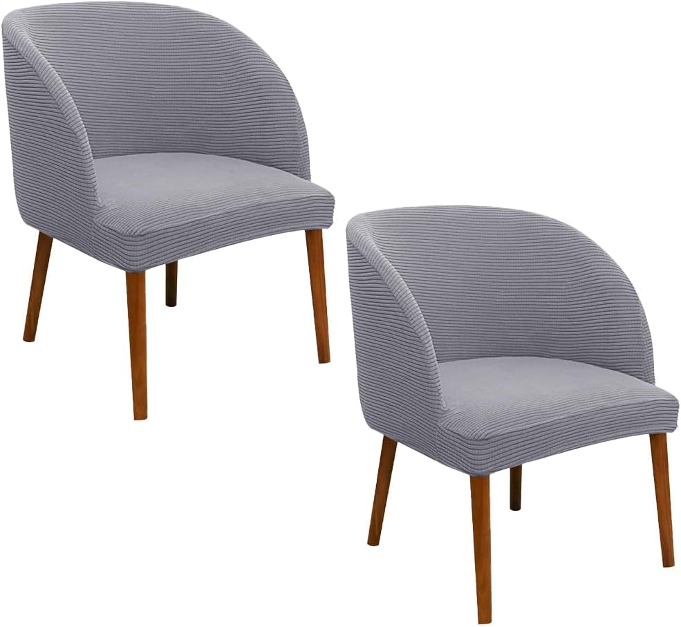 SZJIAHTM 2 Pcs Dining Chair Cover Armchair Wingback Round Curved Back Chair Cover Soft Stretch Mid Century Modern