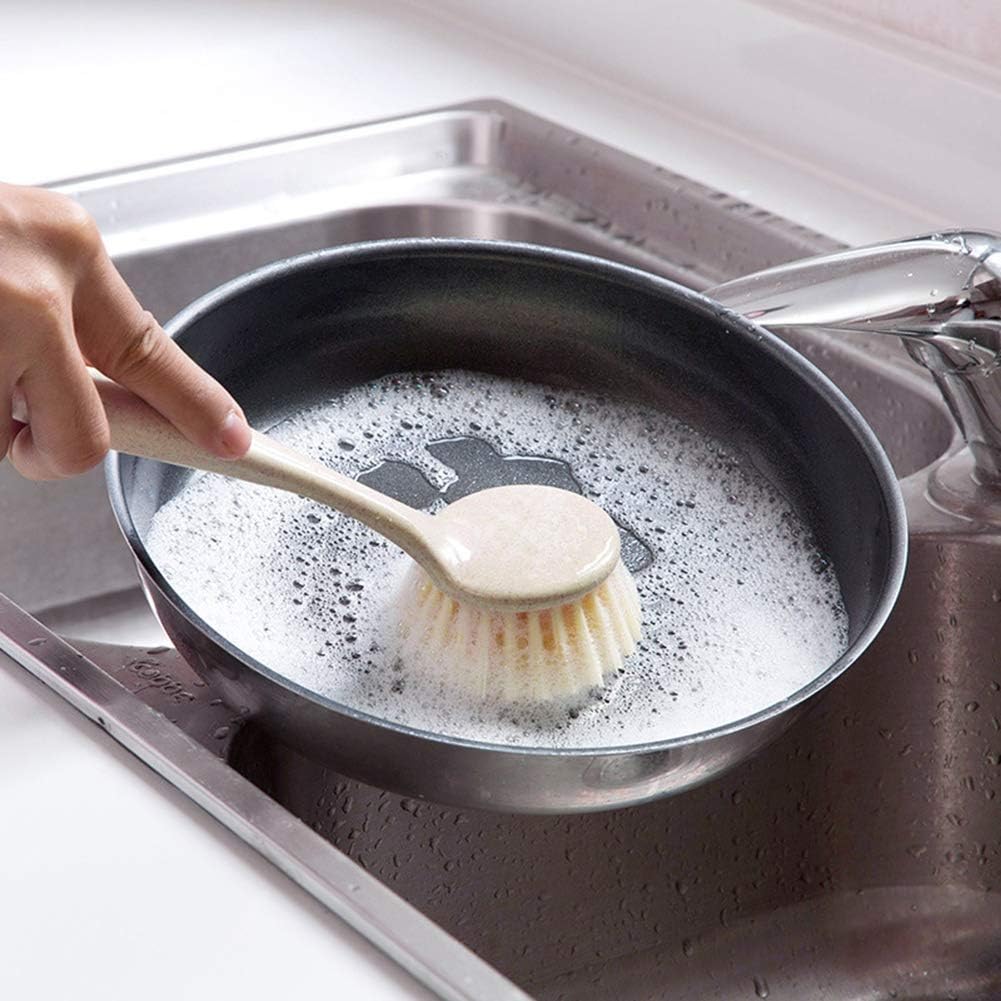 Jerliflyer Dish Brush with Handle, Long Handle for Cleaning Dishes, Pots, Pans, Sinks, Stoves