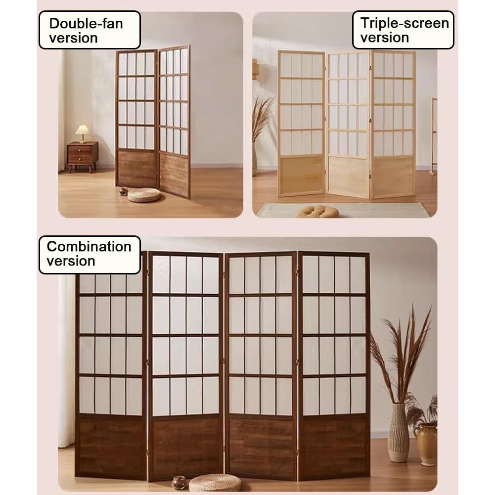 Folding Japanese Shoji Screen Partition, Portable Room Divider for Home Office, Dining Room, and Bedroom