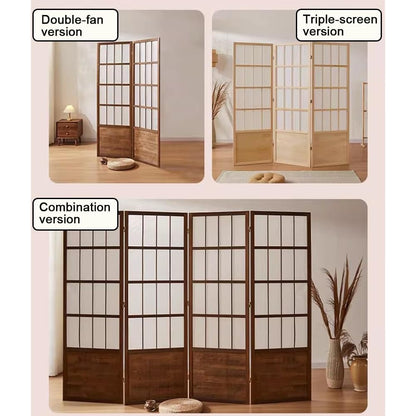 Folding Japanese Shoji Screen Partition, Portable Room Divider for Home Office, Dining Room, and Bedroom