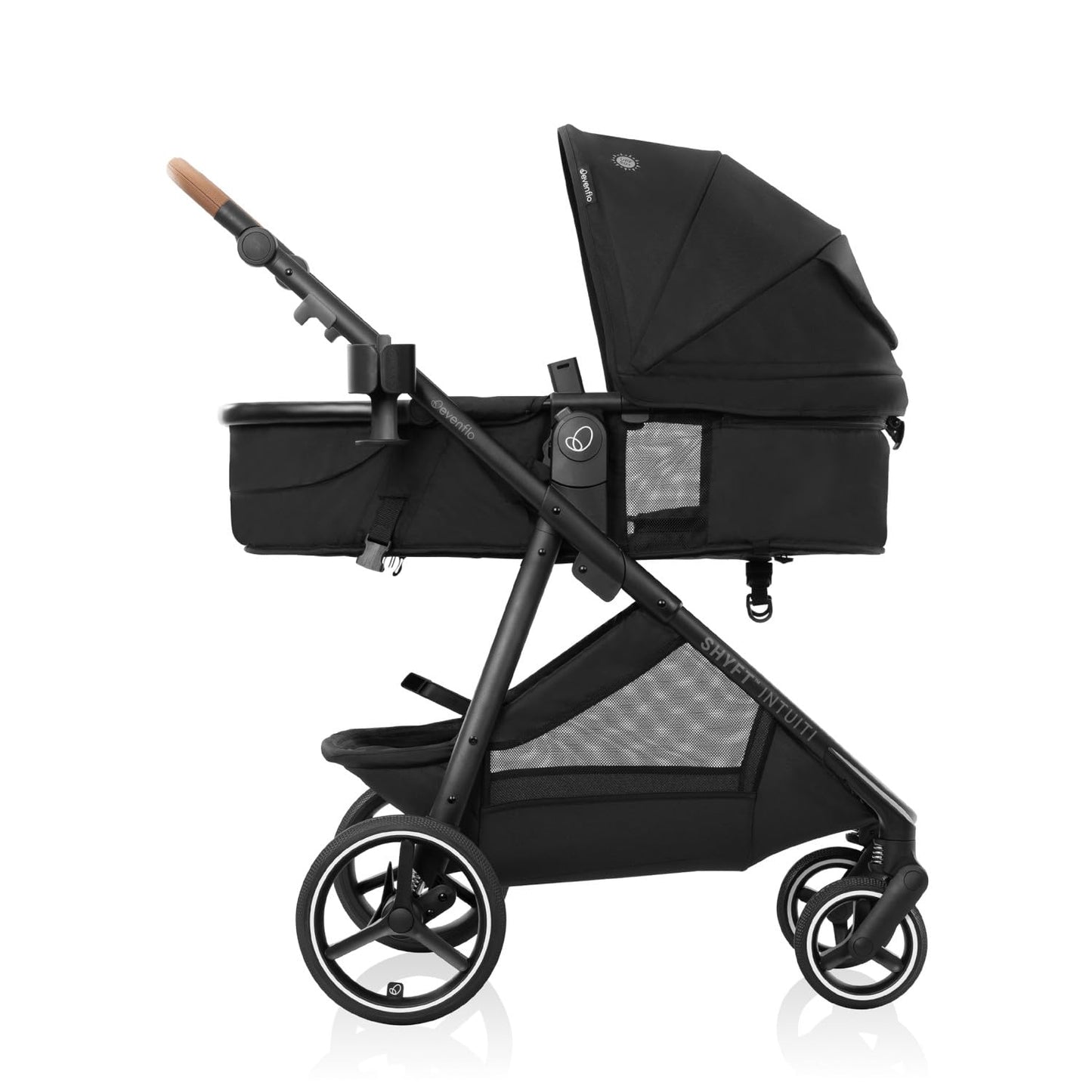 Evenflo Shyft Intuiti+ Travel System Featuring LiteMax NXT Preemie and Infant Car Seat with SensorySoothe (Eclipse Black)