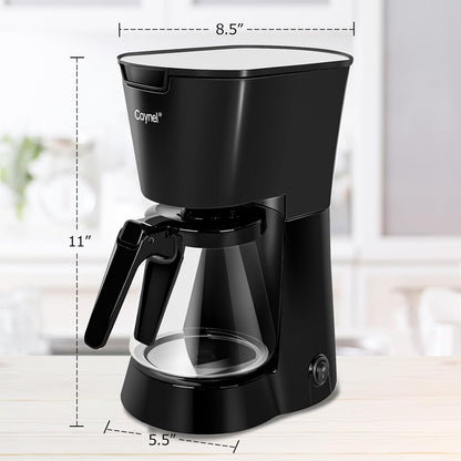 CAYNEL Drip Coffee Machine, 750ML Removable Water Reservoir, 5 Cups, Black