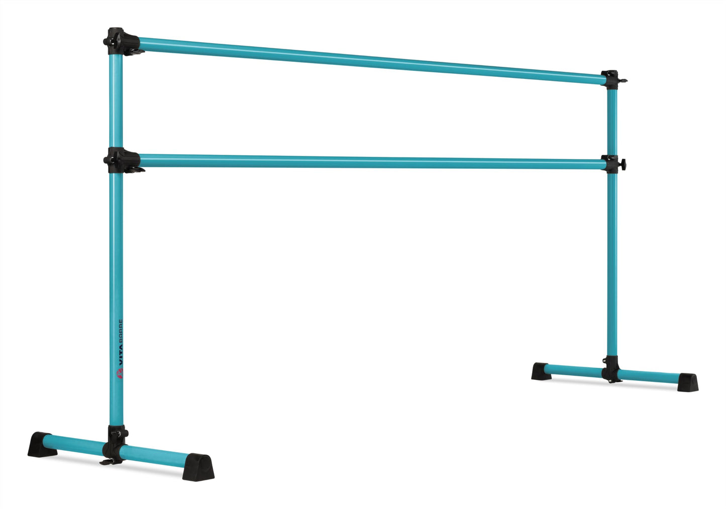 VITA Barre Portable Freestanding Double Ballet Barre, Prodigy, 8 Ft Bars, Teal | Adjustable Height, USA Made, Home or Gym Exercise Equipment for Kids & Adults | Dance, Fitness, Pilates