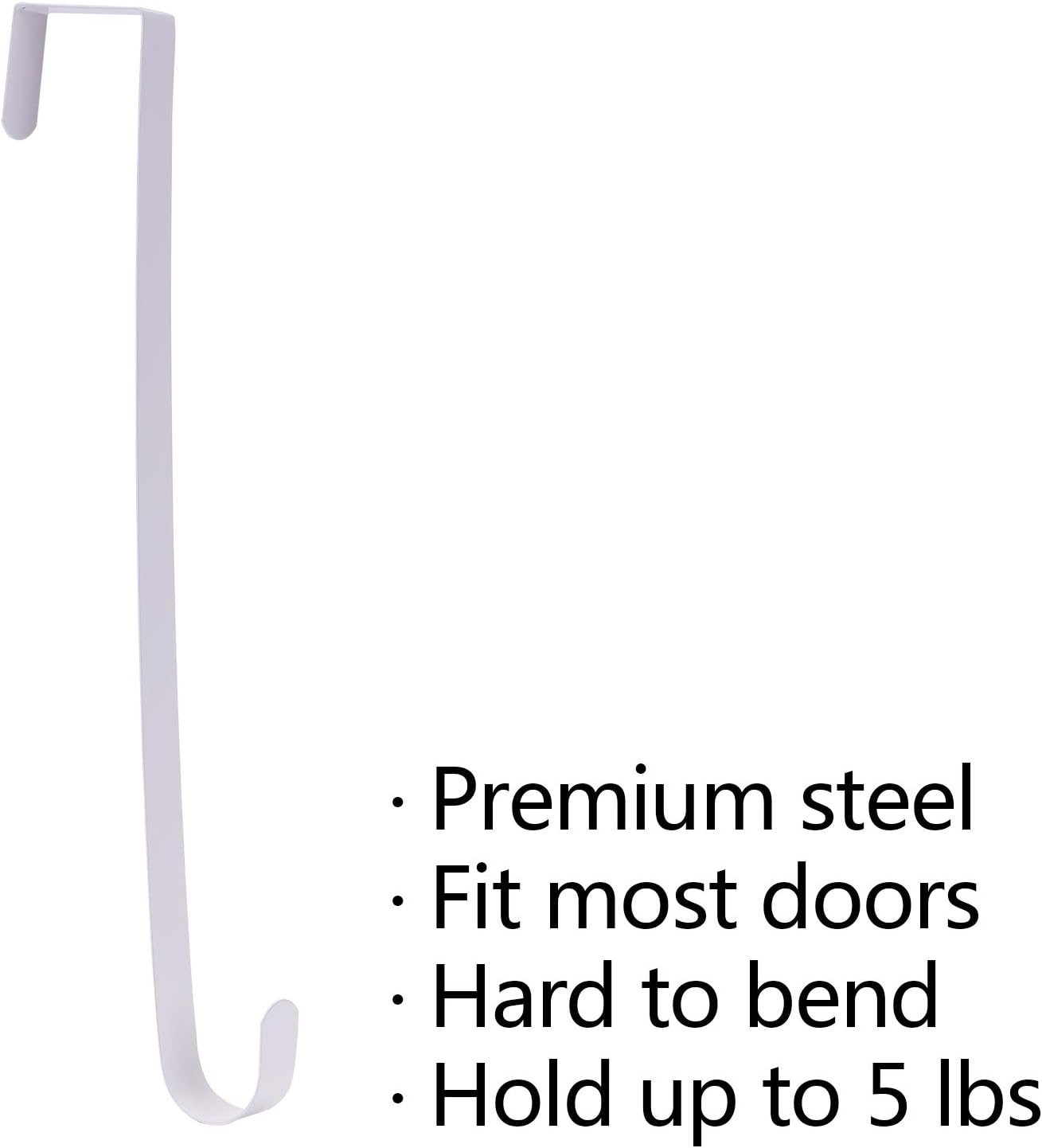 Sattiyrch 15" Wreath Hanger for Front Door - Sturdy Steel Over The Door Hook (White)
