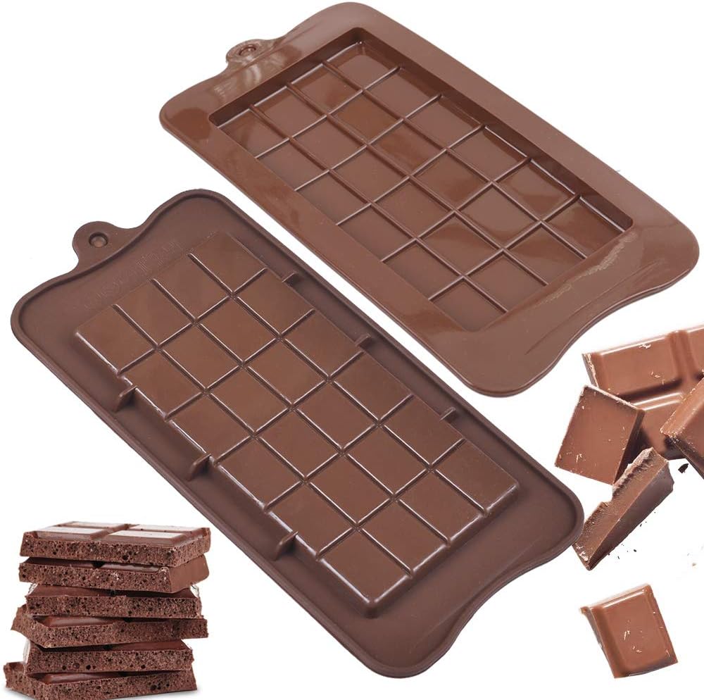 Newk Chocolate Silicone Molds, Break-Apart Candy & Energy Bar Molds, Pack of 6 for Baking