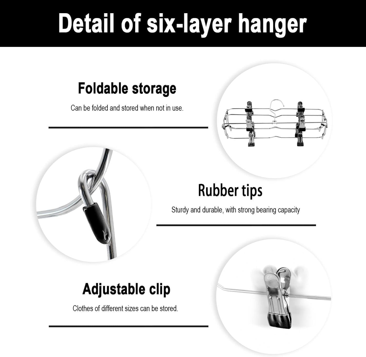 Skiennix Skirt Pants Hangers - Space-Saving Metal Clips for Organized Storage | Black, 2-Piece Set