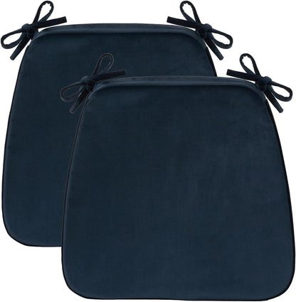 2'' 17"x16",Navy 2 Pack Nobildonna Thick High-Density Foam Indoor Chair Cushions | Dining Chair Pads with Ties