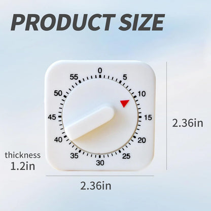 Square 60 Minute Mechanical Kitchen Timer - Visual Cooking Timer Clock with Loud Alarm - Ideal for Baking, Kitchen